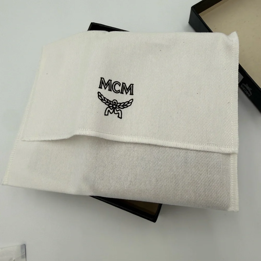 MCM Cognac Logo Slim Card Holder in Tan and Black